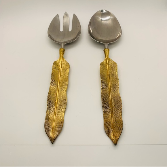 NWOT Gold Plated Salad Serving Set - Picture 1 of 5